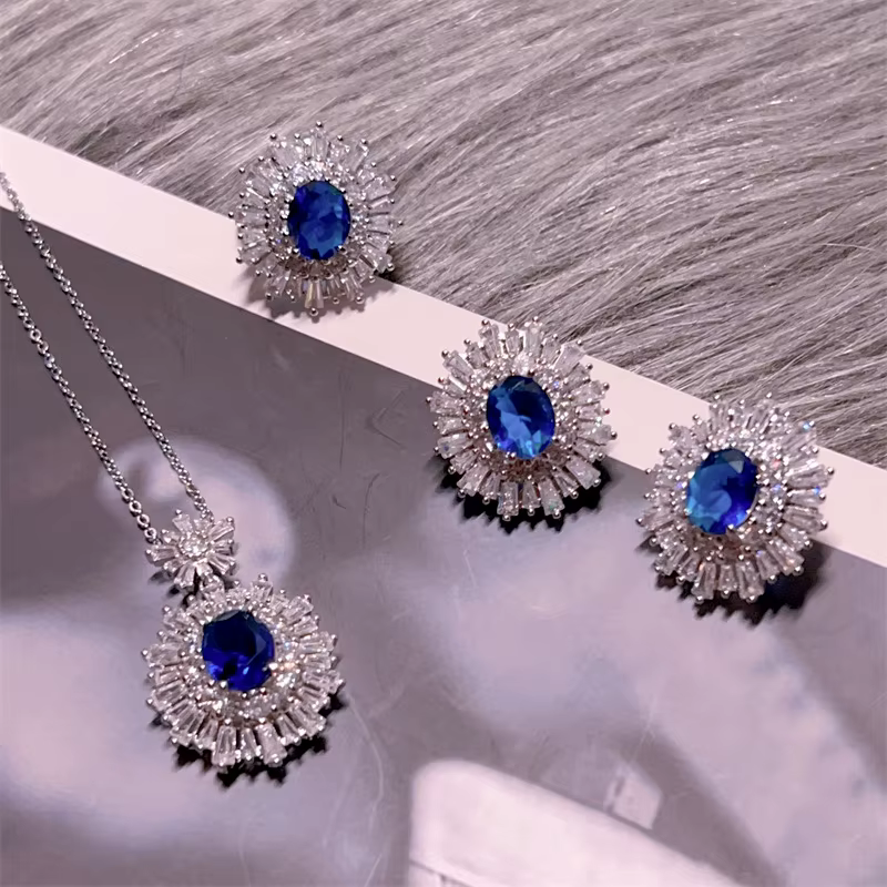 Ensembles de bijoux bleus en argent 925