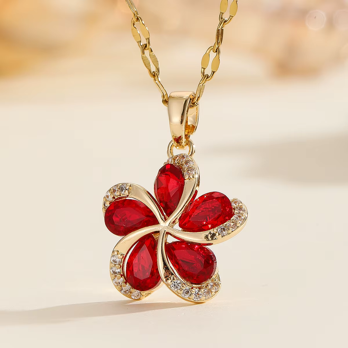 DIEYURO 316L acier inoxydable vert Zircon fleurs pendentif collier pour femmes nouveau luxe filles chanceux chaîne anniversaire bijoux cadeaux