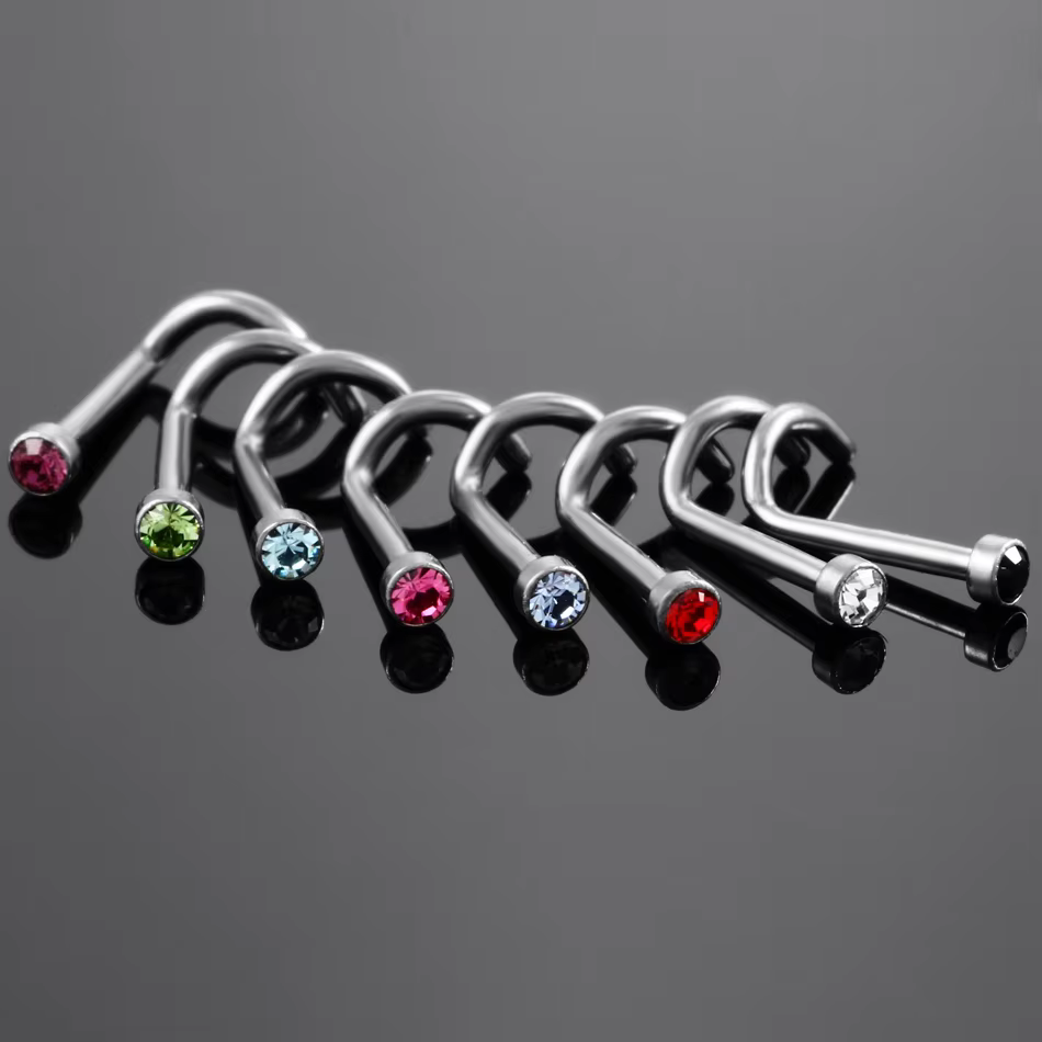1PC 18G 20G nez Piercing cristal narine