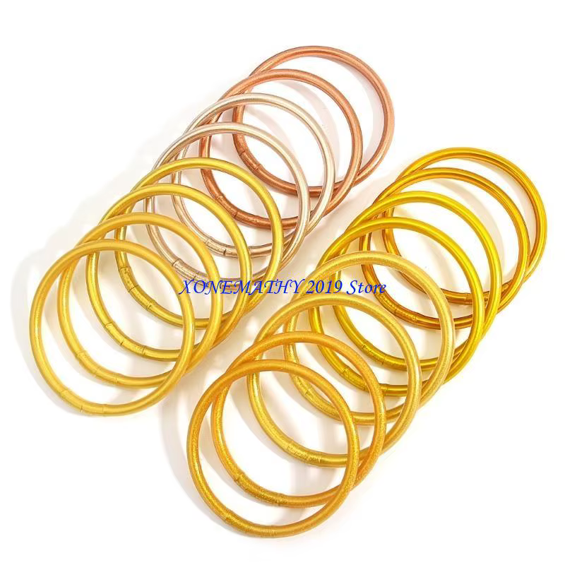 Bracelet en Silicone rempli feuille d'or F42F, adapté aux femmes d'été bouddha