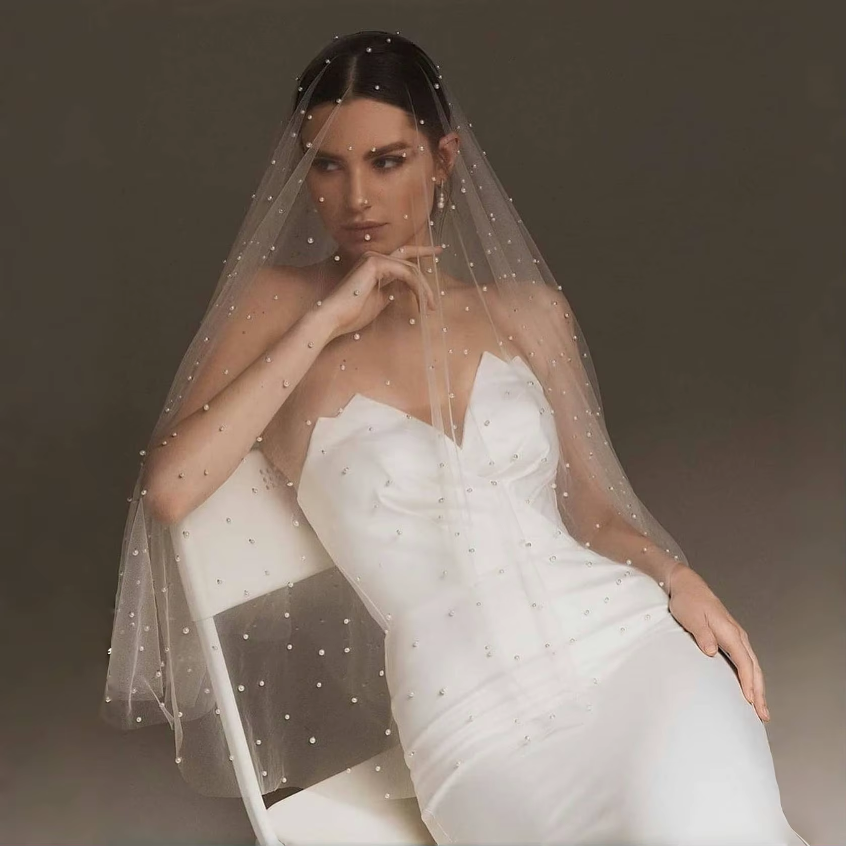 Voile de mariée classique 2T long avec peigne