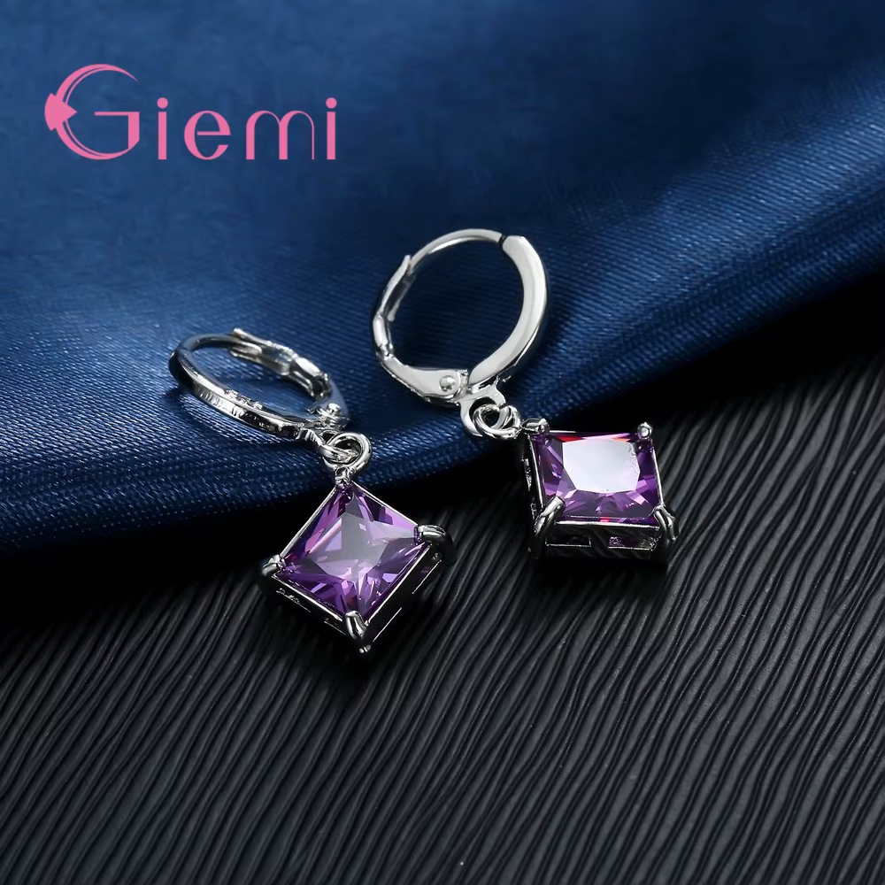Collier et boucles d'oreilles en argent Sterling 925 pour femmes