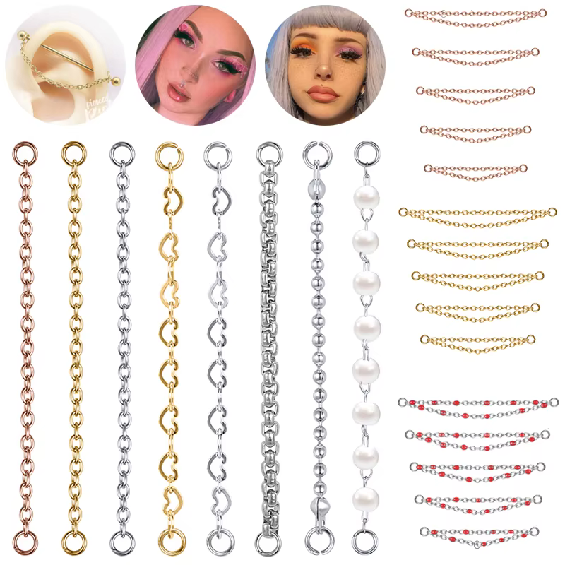 AOEDEJ 1PC couleur or nez chaîne bijoux en acier inoxydable industriel Piercing