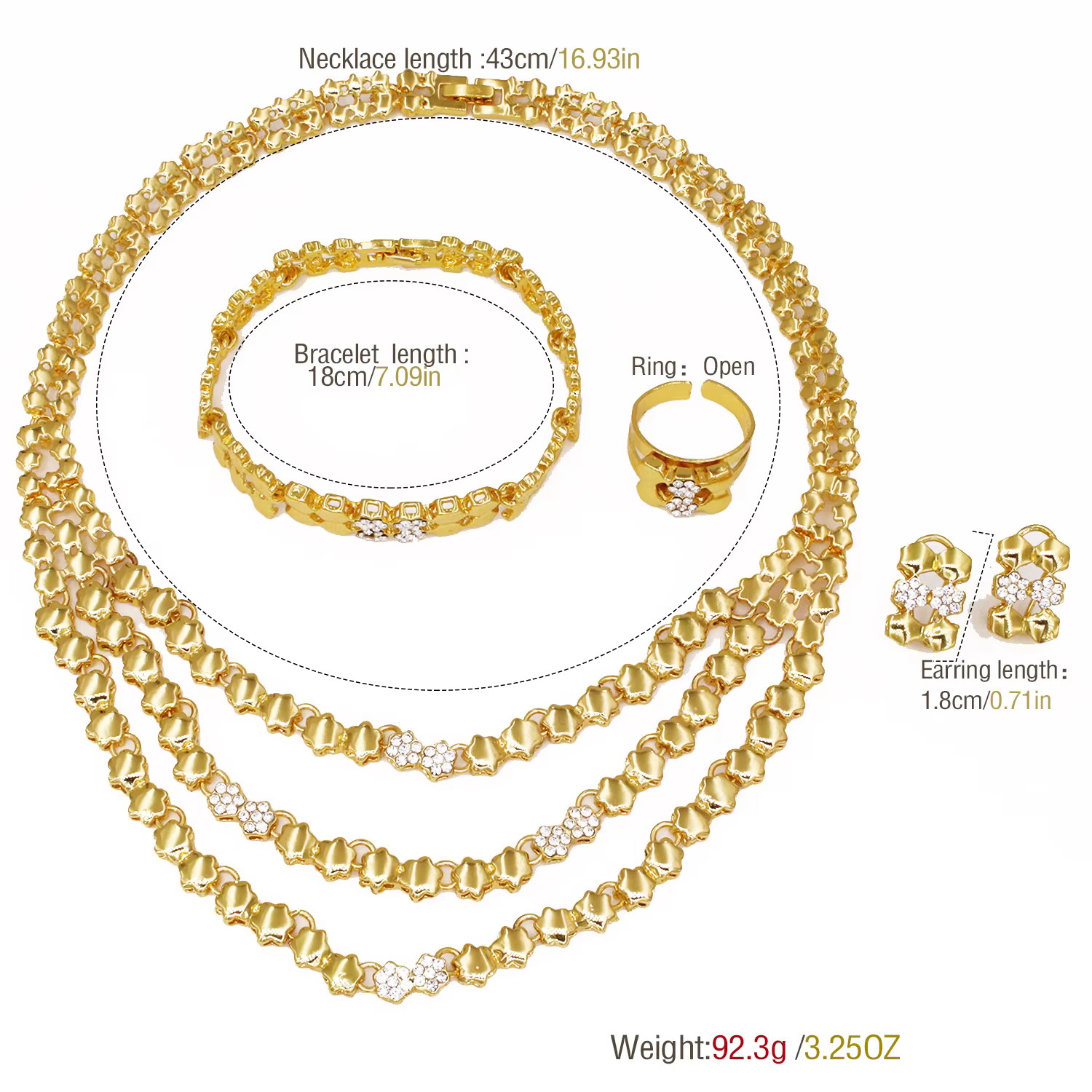 Ensembles de bijoux de couleur or pour femmes
