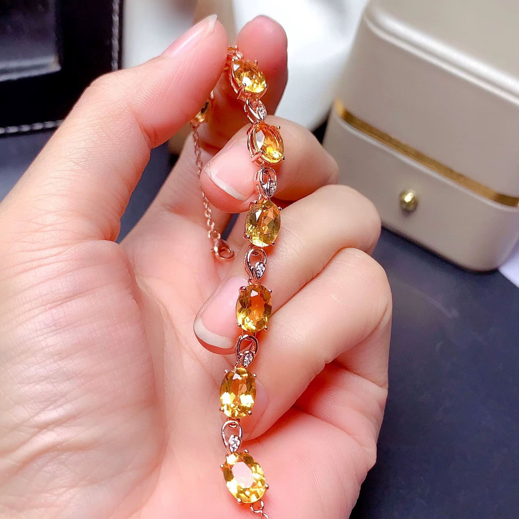 Bracelet Topaze Plaqué Or Rose 18K pour Femme