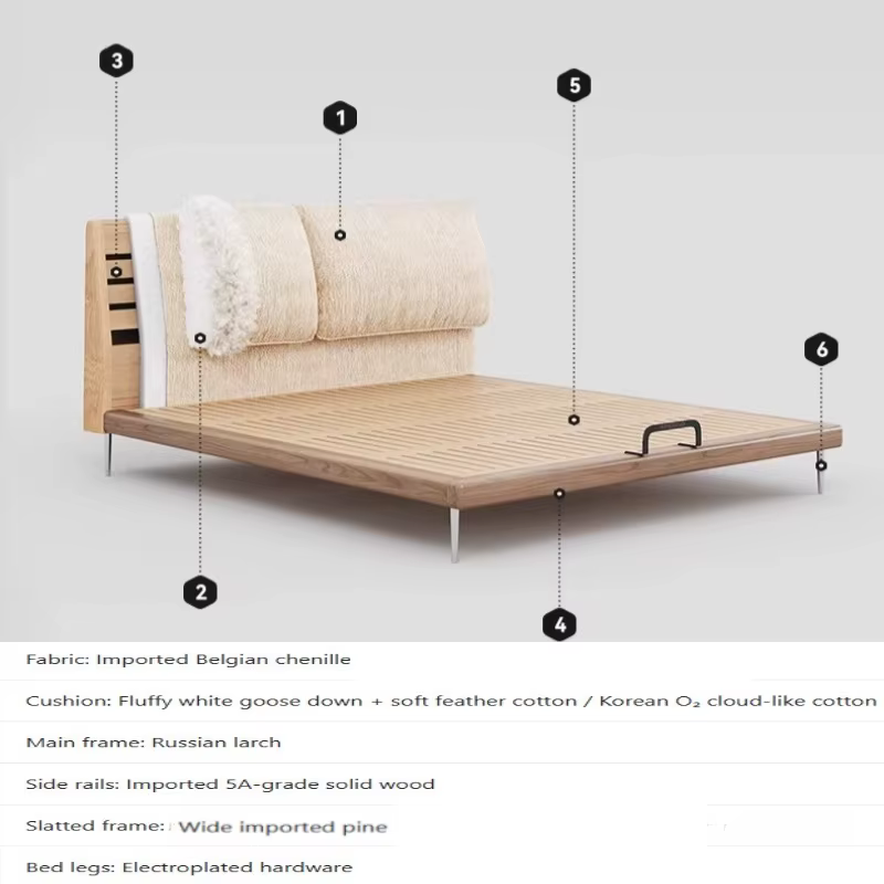 Lit double moderne style crème Elephant Erduo