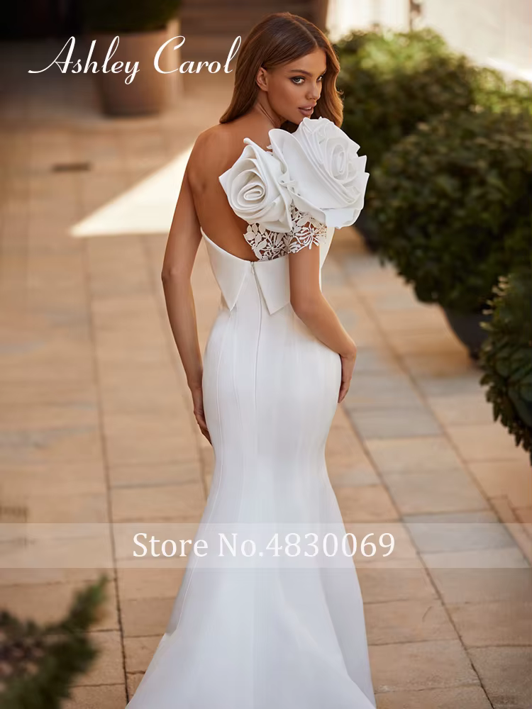 Ashley Carol-Robe de Mariée Sirène Vintage à Fleurs 3D