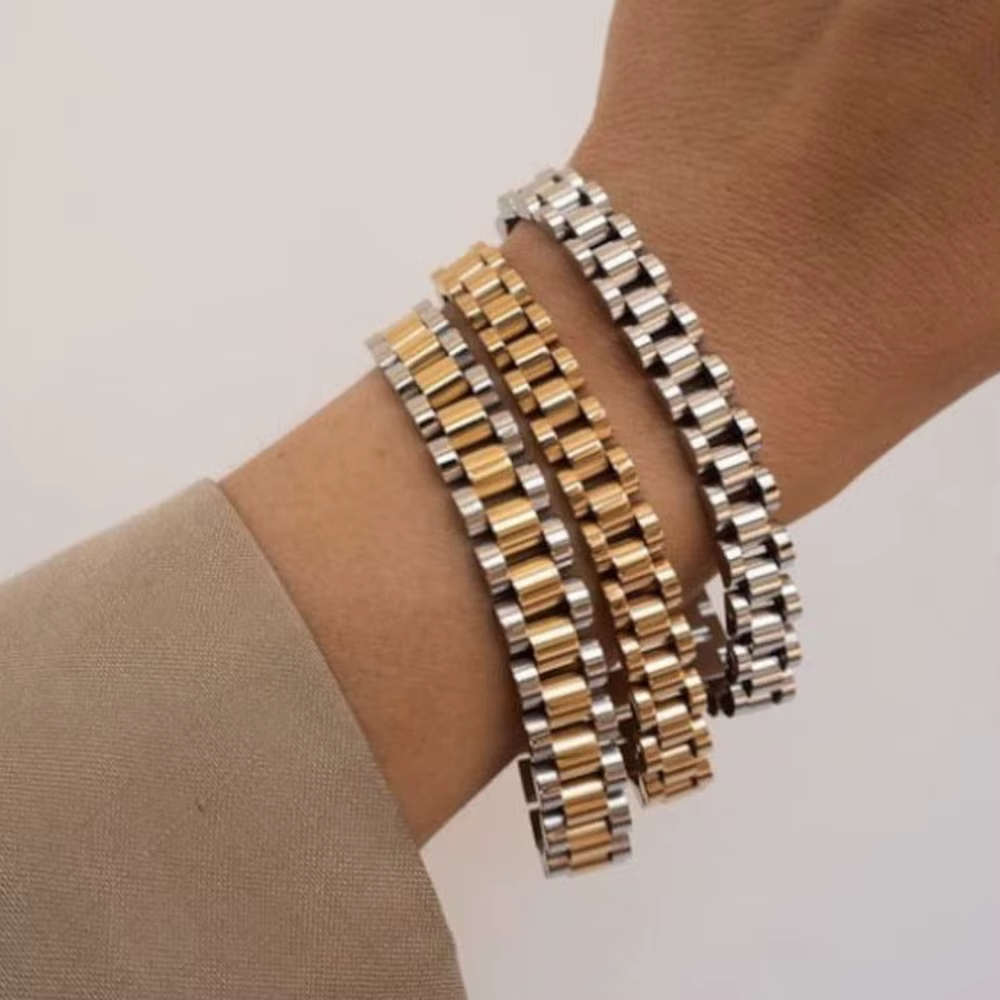 Bracelet-montre de luxe en acier inoxydable pour hommes et femmes