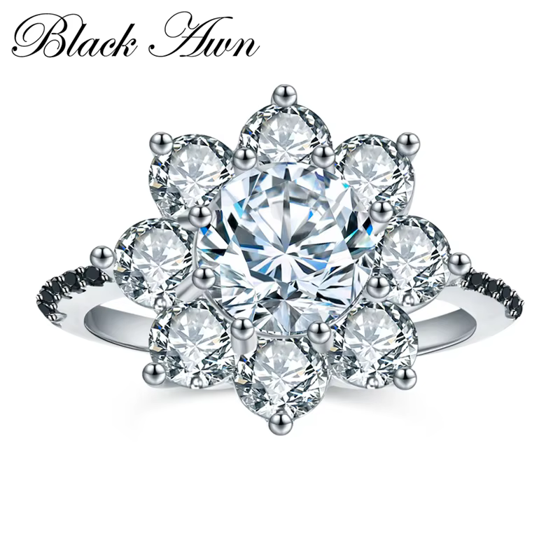 Noir Awn 2025 nouvelle mode anneaux pour femmes classique couleur argent ovale Bague de mariage Bijoux C005