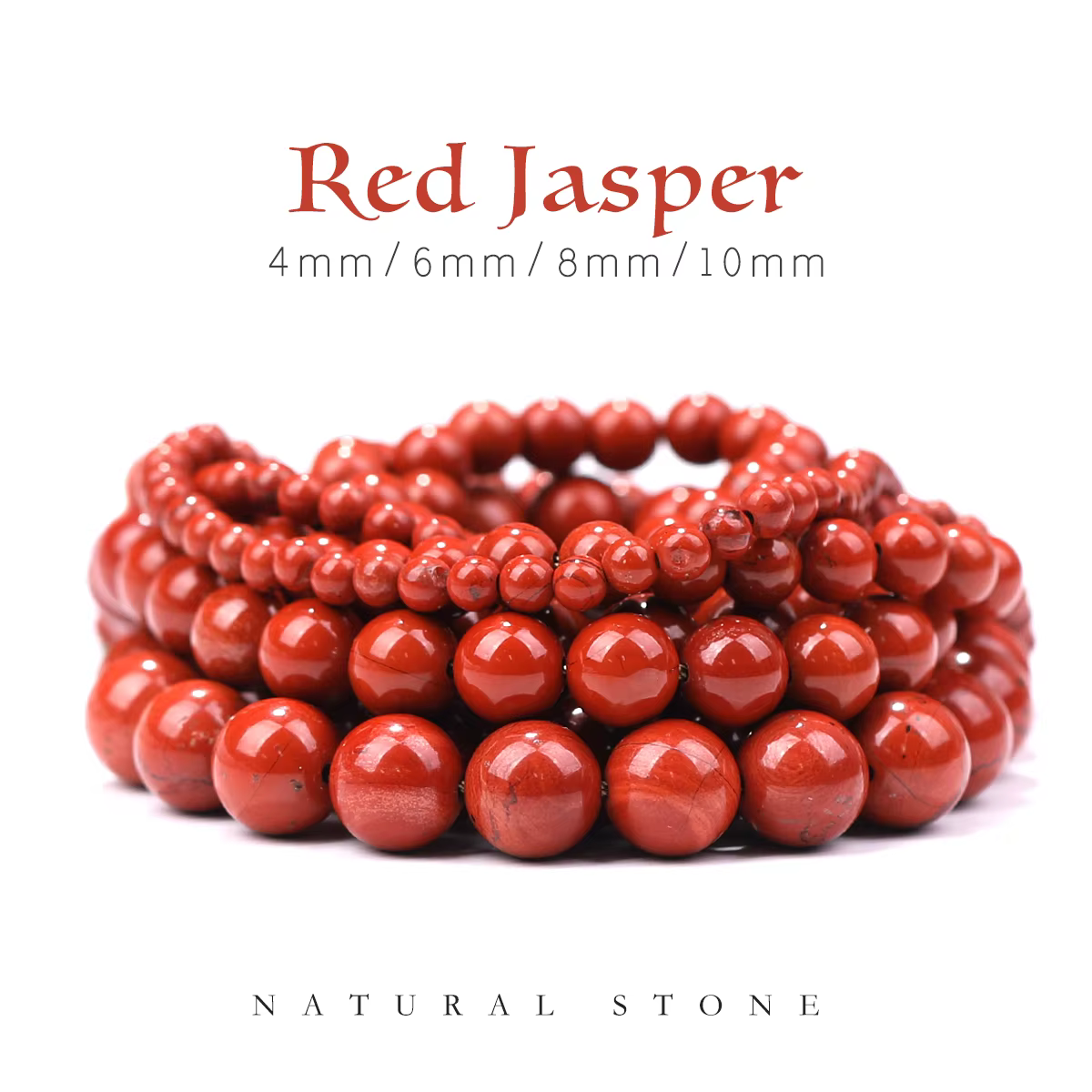 Perles rondes en jaspe rouge naturel