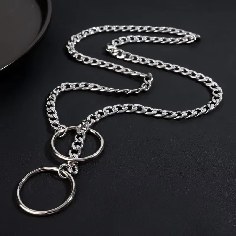 Collier coeur en acier inoxydable été femmes filles rétro Punk couleur argent