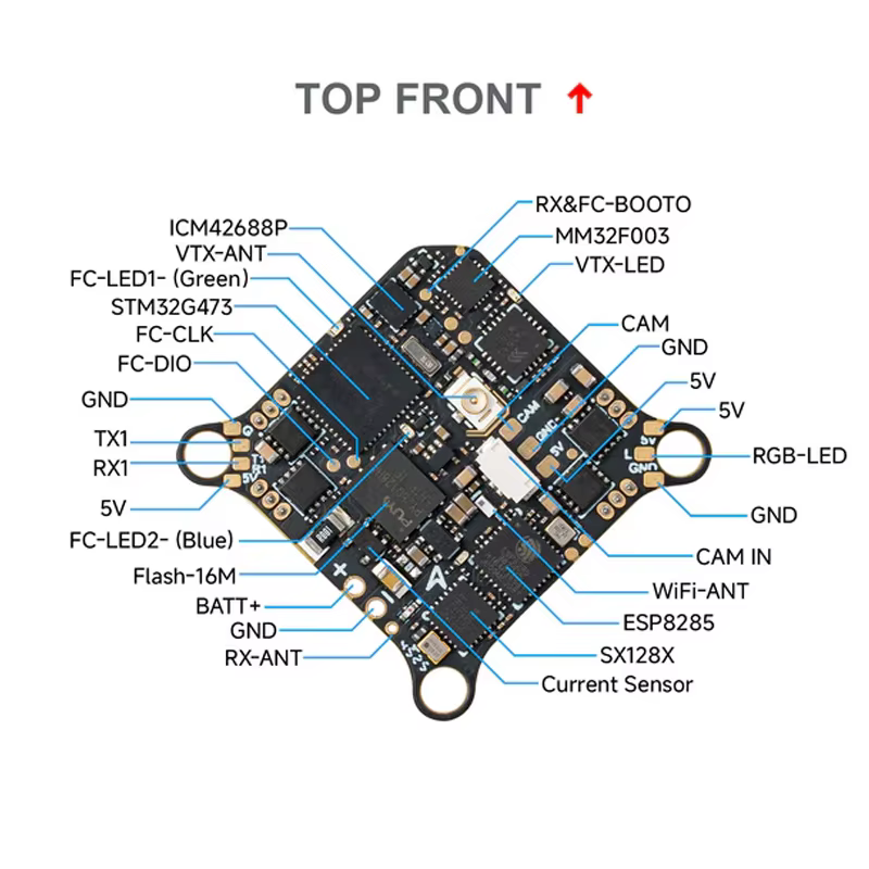 Contrôleur de vol BETAFPV Matrix 1S Brushless 5-en-1 II AIO avec ESC 12A pour Quadcopter Air65 II/ Air75 II/ Meteor65 Pro/ Meteor75 Pro