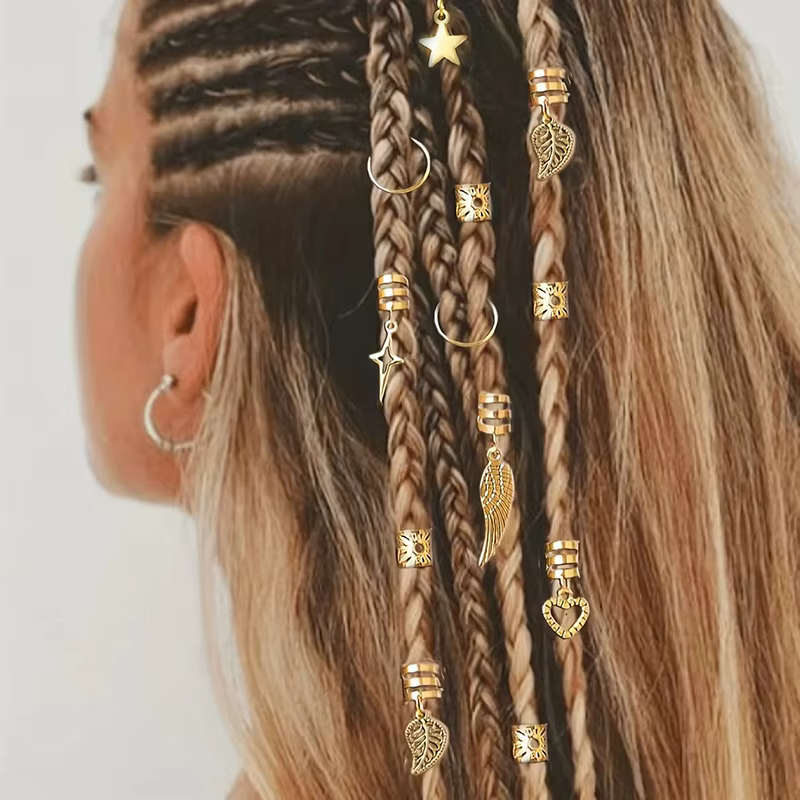 45 pièces anneau de cheveux tressé en alliage