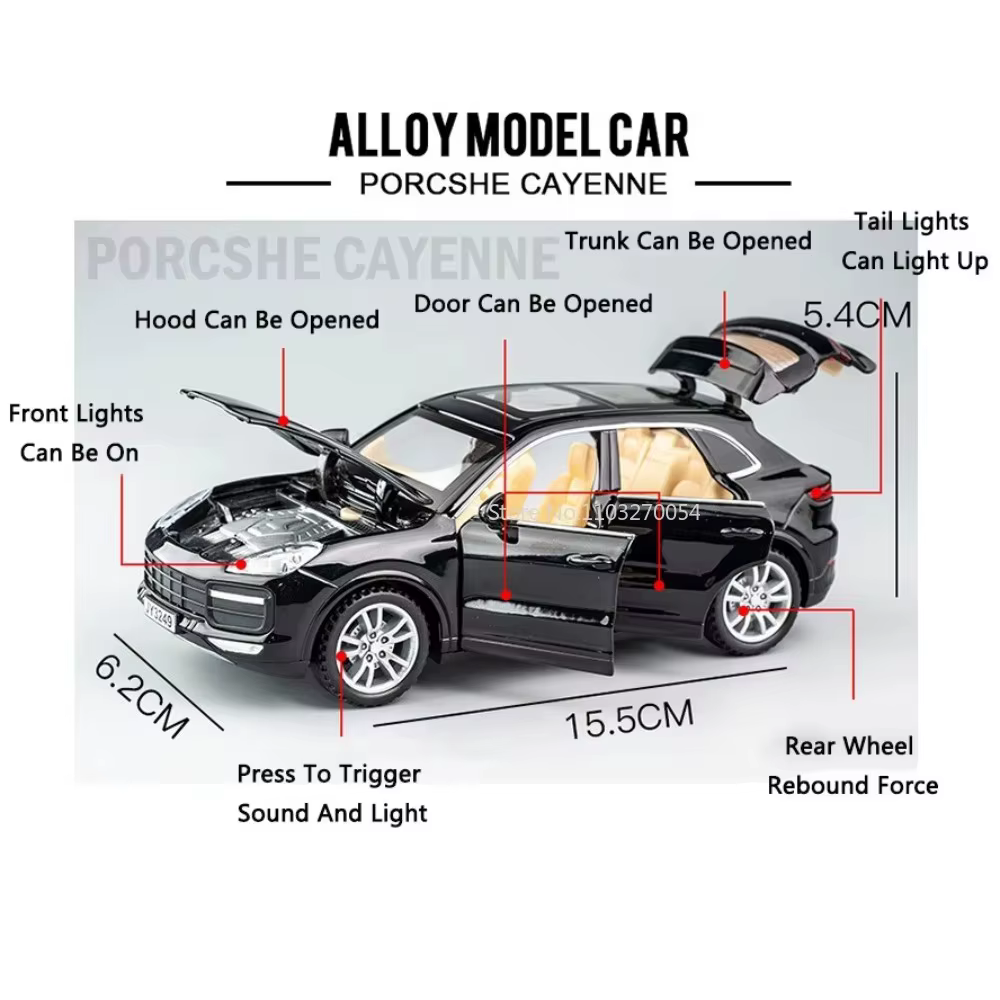1:32 911 Targa 4S Cayenne moulé sous pression modèle alliage garçons jouets Miniature Supercar 4 portes ouvert véhicule à collectionner pour enfant jouet cadeaux