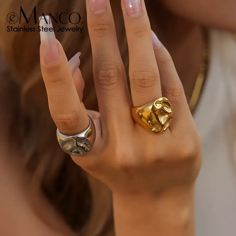 EManco Nouvelle Collection : Bagues Dôme Géométriques pour Femme – Bijoux de Doigt Simples et Élégants à Texture Unique