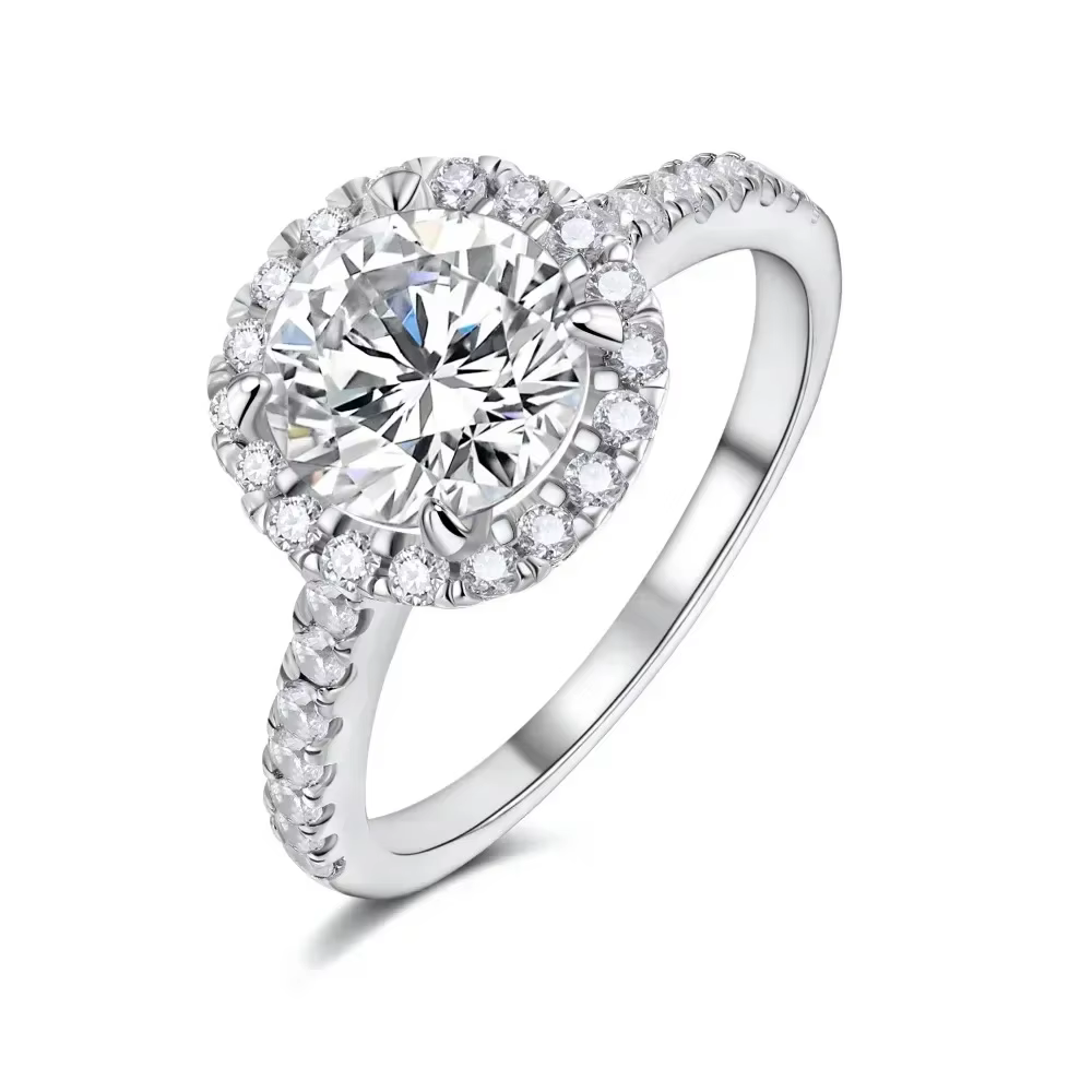 Bague de fiançailles LinkerLove 2ct Halo Moissanite pour femmes