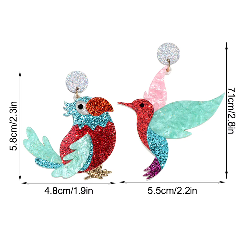 Boucles d'oreilles pendantes amusantes en acrylique scintillant
