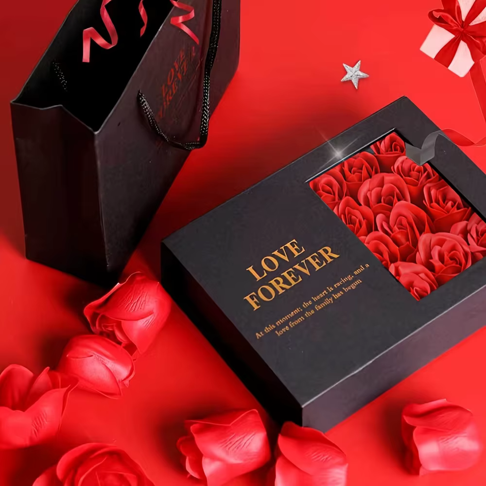 Coffret cadeau élégant pour bijoux pour la Saint-Valentin – Inscription "Love Forever"
