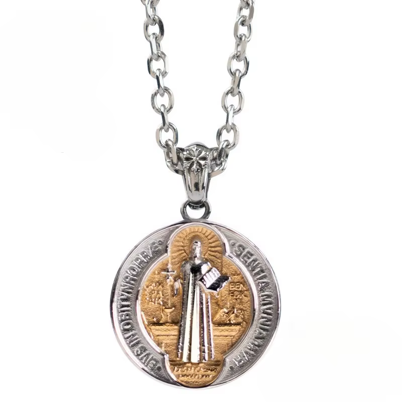 Collier Religieux Vintage en Titane et Acier