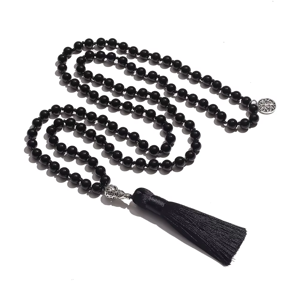 Collier de 108 perles Mala en Onyx Noir 8MM