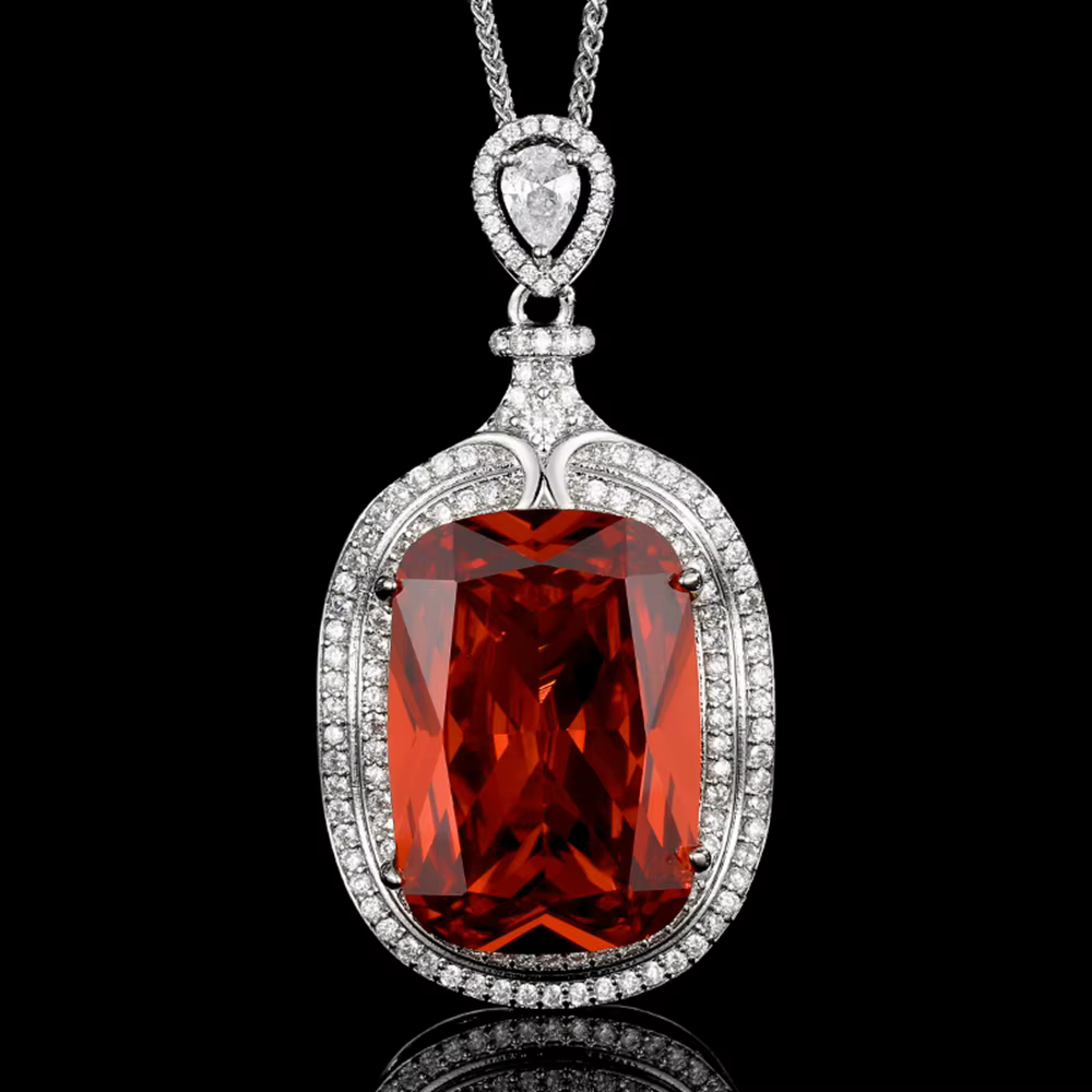 Vinregem 20*28 MM laboratoire créé Paraiba Tourmaline rubis émeraude pierre précieuse pendentif collier cadeaux d'anniversaire bijoux fins en gros