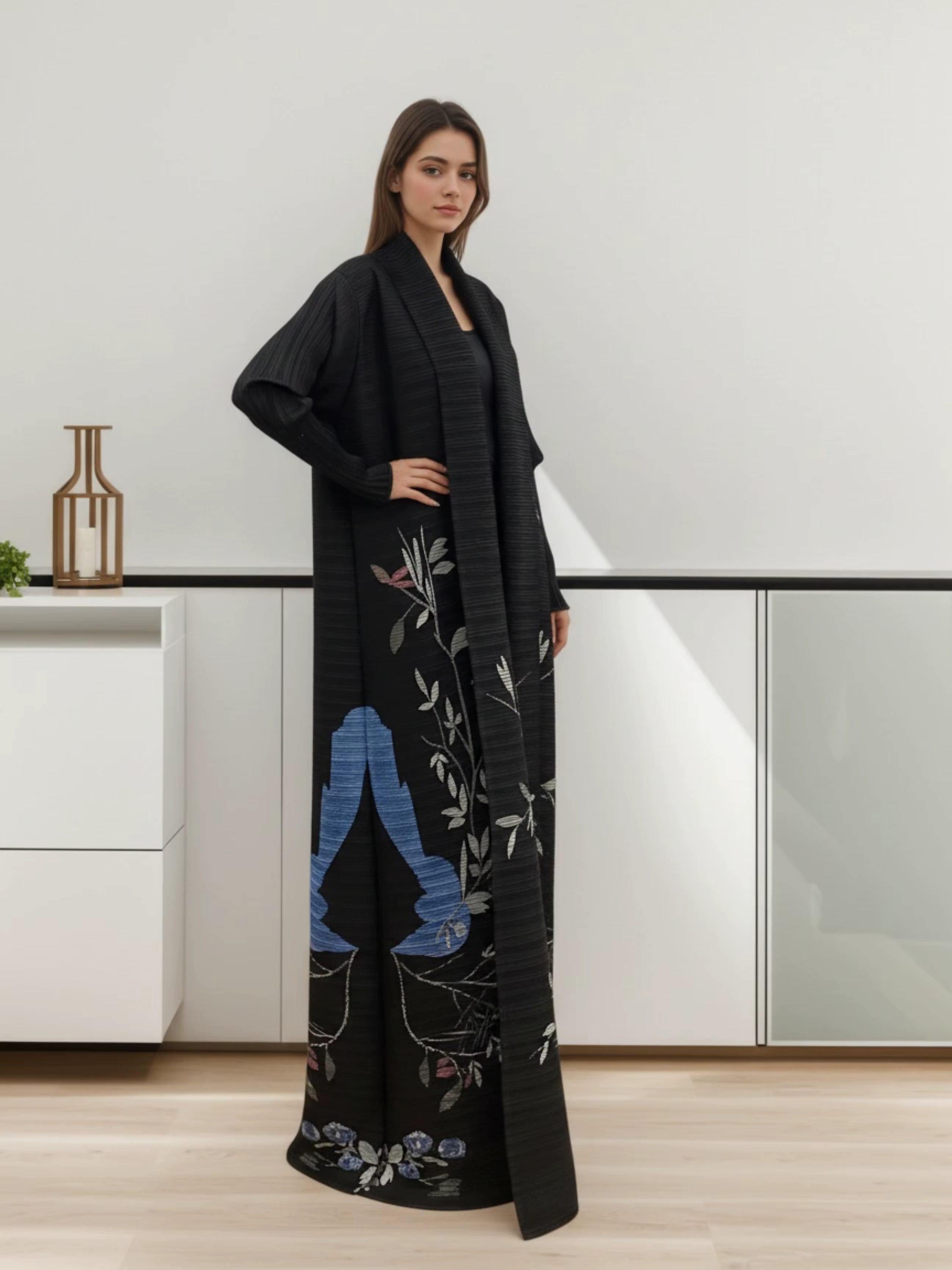 Abaya à imprimé floral du Moyen-Orient