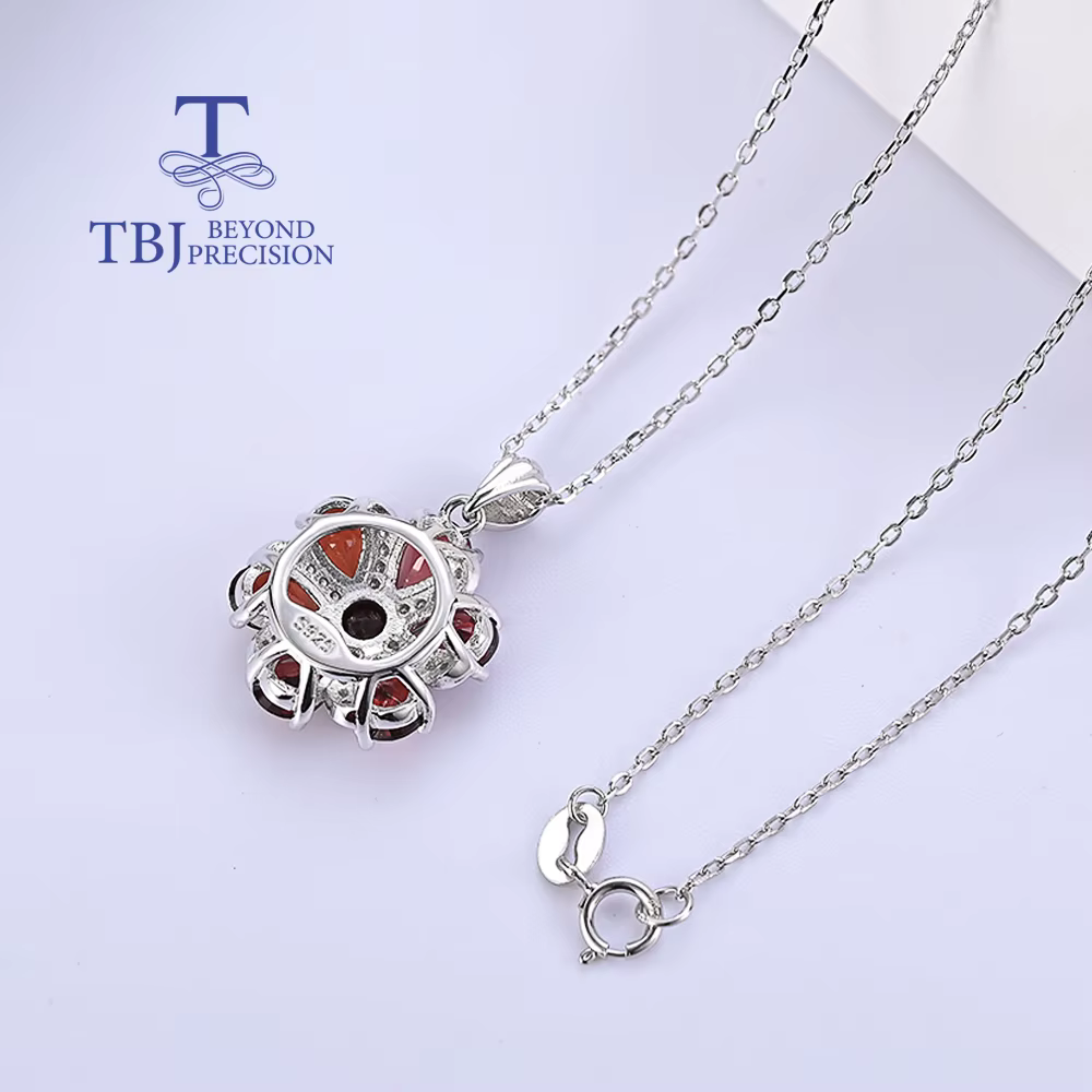 Pendentif grenat rouge naturel en argent Sterling 925