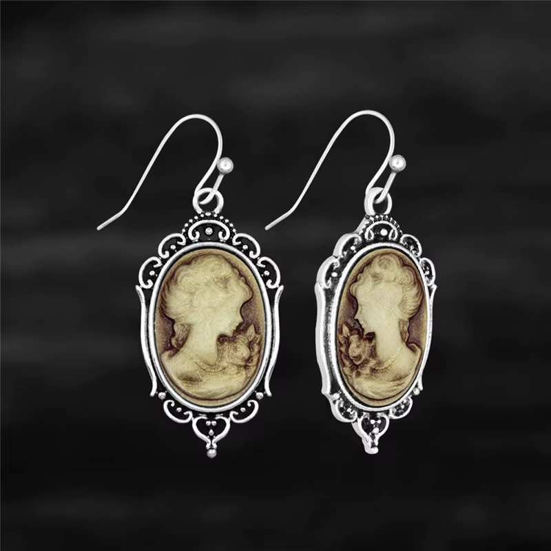 Boucles d'oreilles camée vintage pour femme