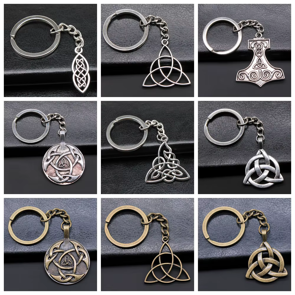 Triquetra noeud amulette porte-clés en métal