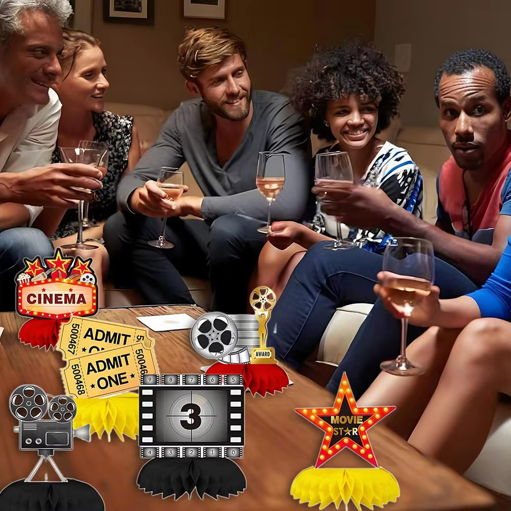 Centres de table nid d'abeille sur le thème du cinéma de Hollywood