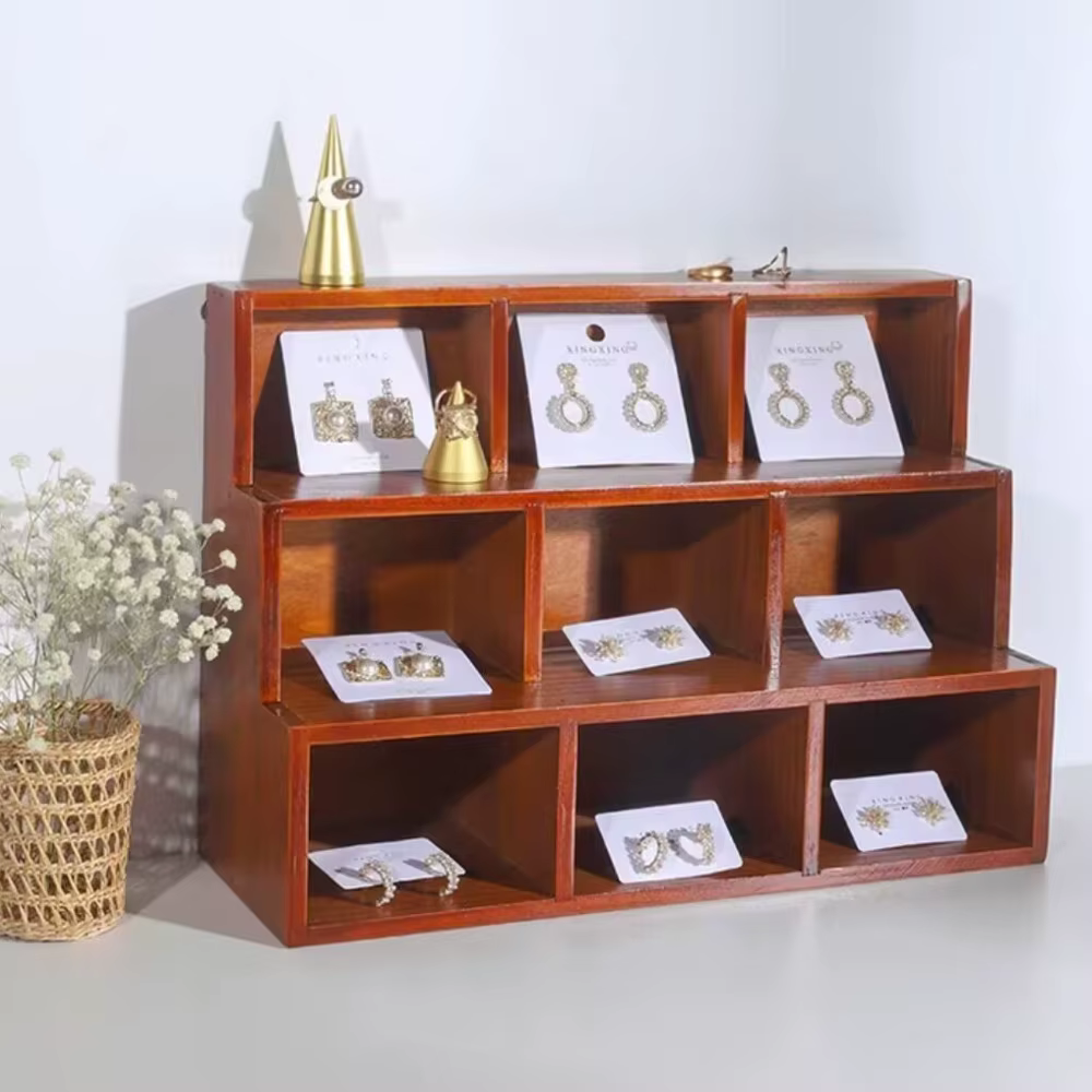 Armoire à grille en bois massif pour stockage de bijoux