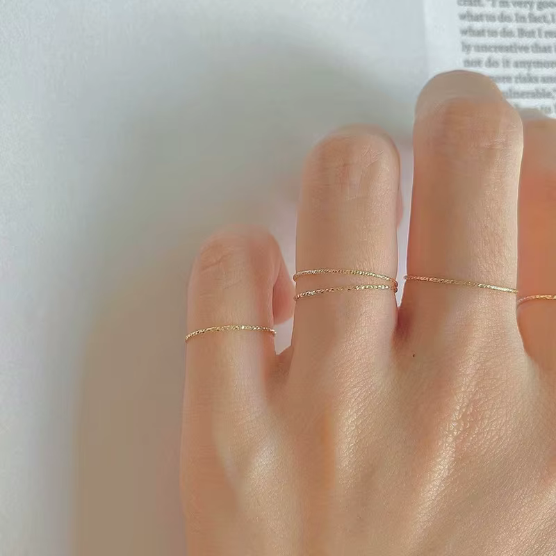 Bague fine minimaliste en argent Sterling 925 plaqué or 14 carats pour femmes