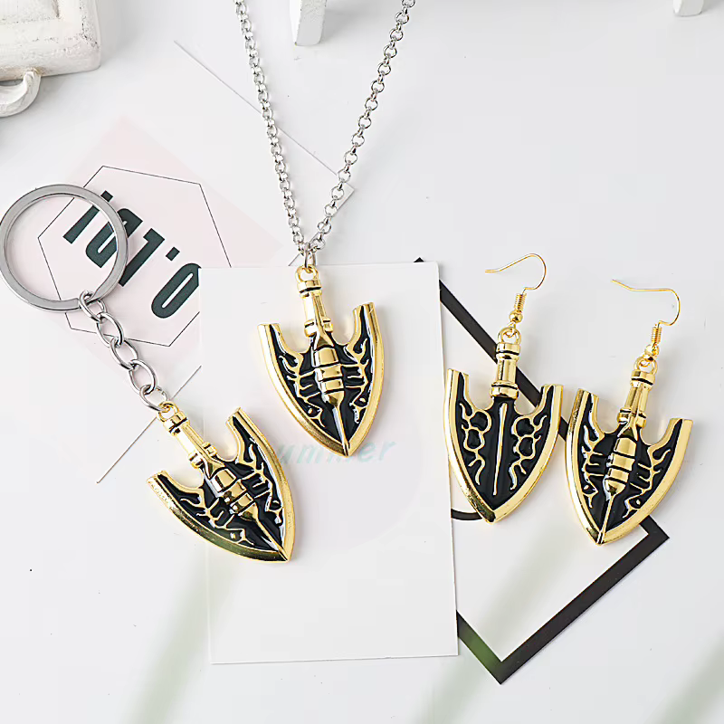 Anime JOJOS BIZARRE ADVENTURE porte-clés Kujo Jotaro flèche pendentif en métal chaîne ras du cou colliers charme bijoux cadeau