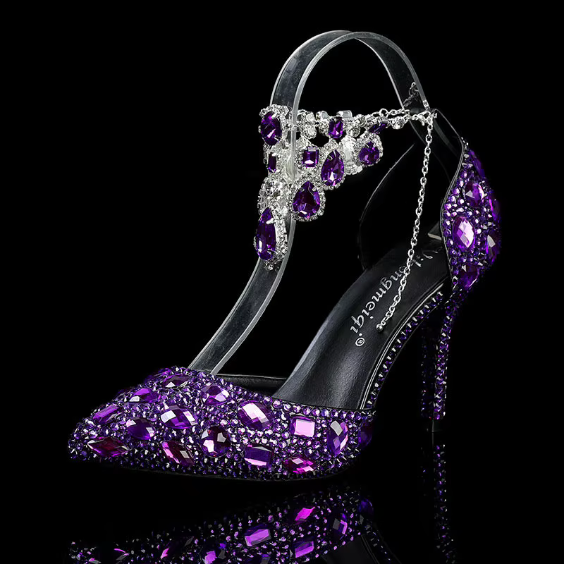 Nouvelles Chaussures Femme Printemps-Automne 2026 – Escarpins Pointus à Talons Hauts avec Chaîne Diamantée en Cristal pour Mariage et Banquet