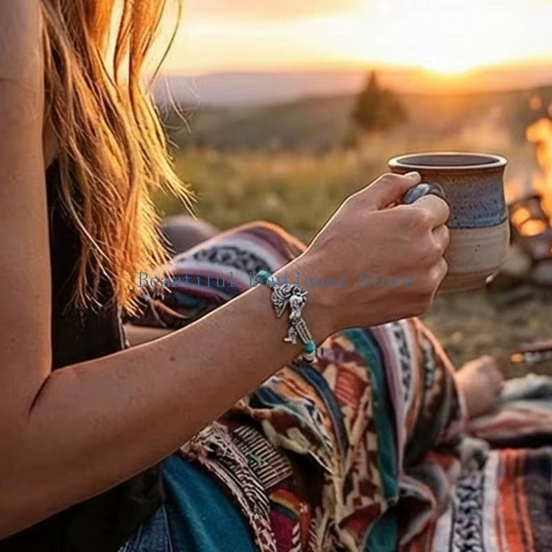U4LF – Bracelet cheval Turquoise réglable bohème