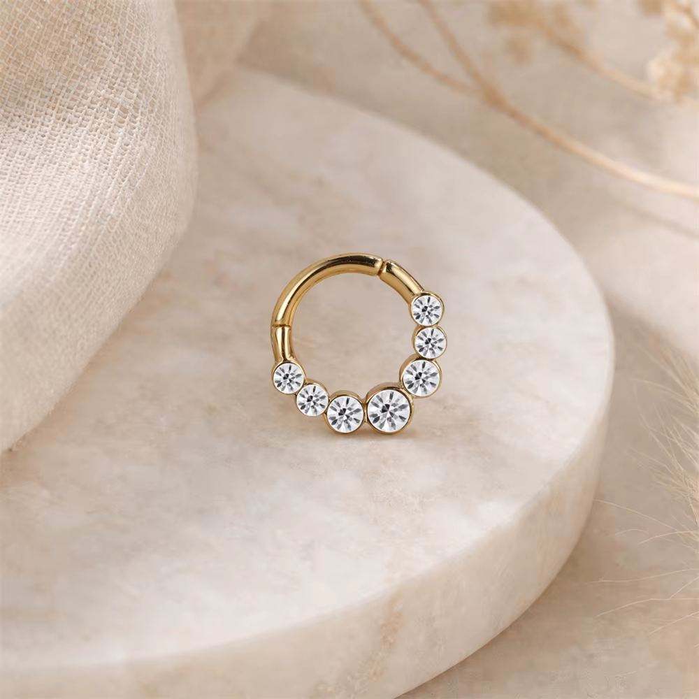 Aide S925 Argent Sterling Zircon Pavé Boucles d'oreilles créoles clicker Huggie pour piercing Daith