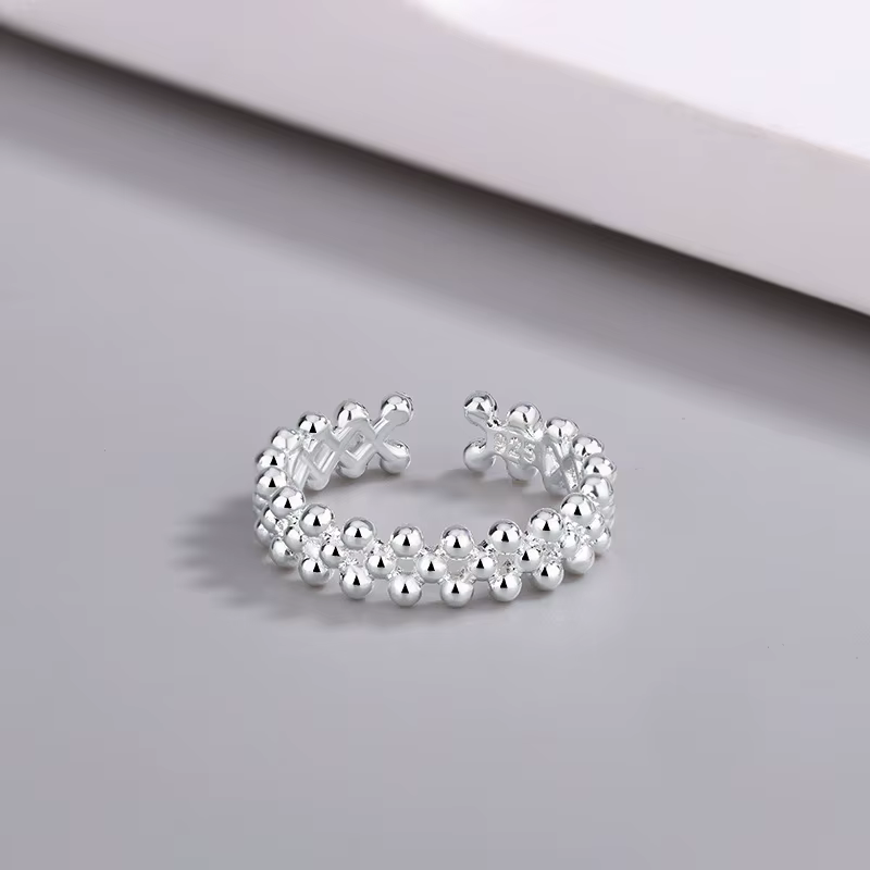 Boule bicouche en argent sterling 925 ​ Anneaux ouverts pour femmes