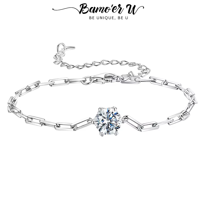 Bamoer U 1CT – Bracelet en Moissanite en argent Sterling 925
