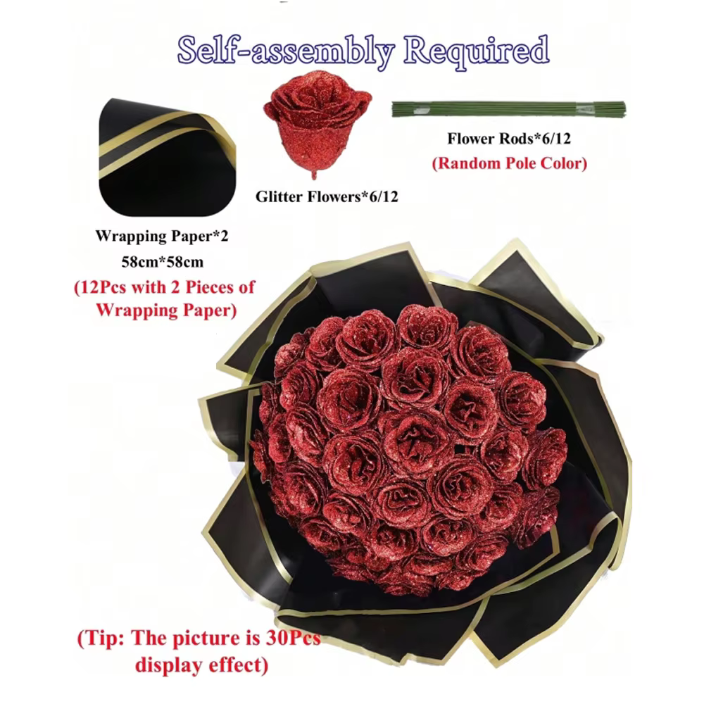 Bouquet de roses à paillettes