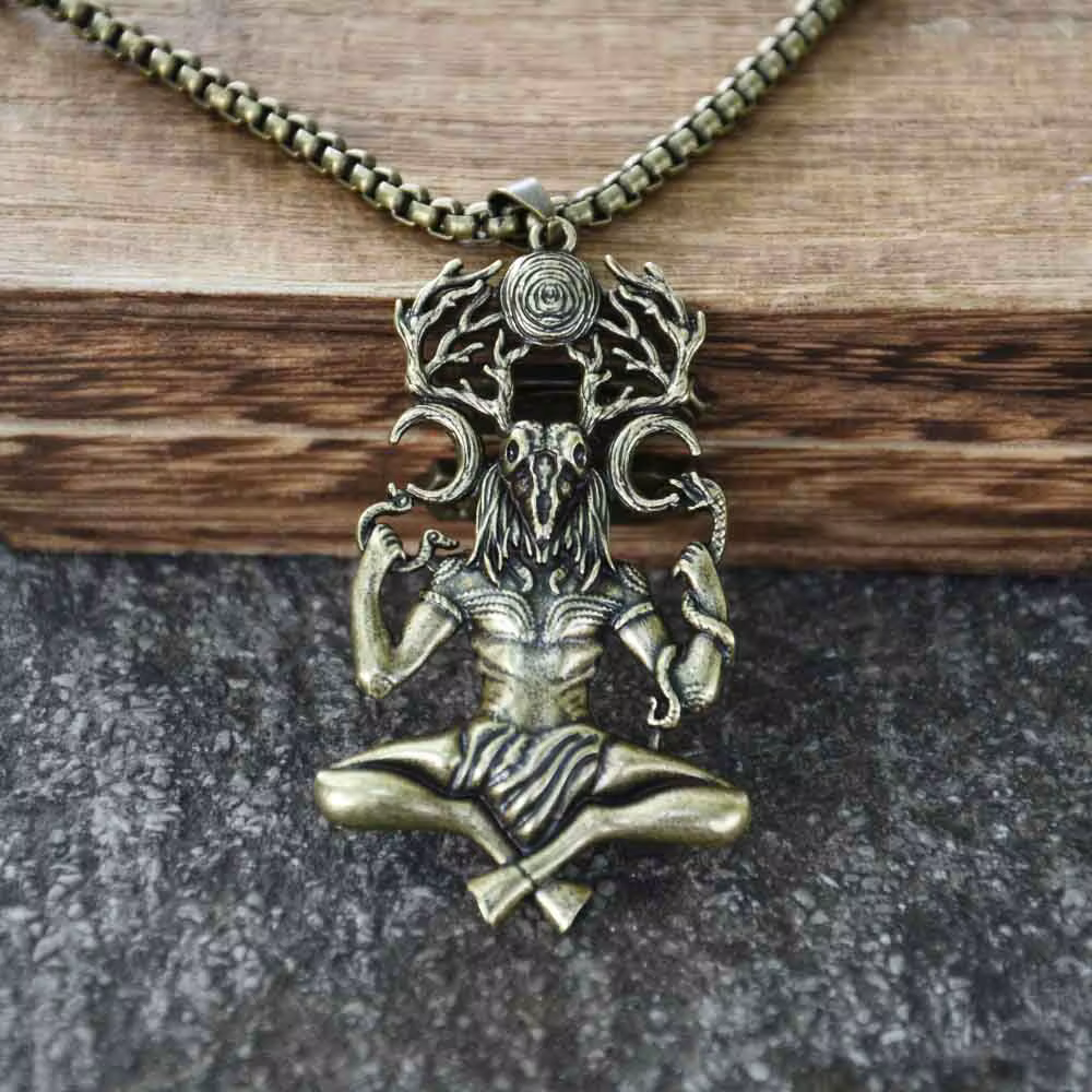 Mythologie Cernunnos dieu à cornes pendentif maître des animaux collier Vintage Talisman païen amulette Samhain bijoux cadeaux