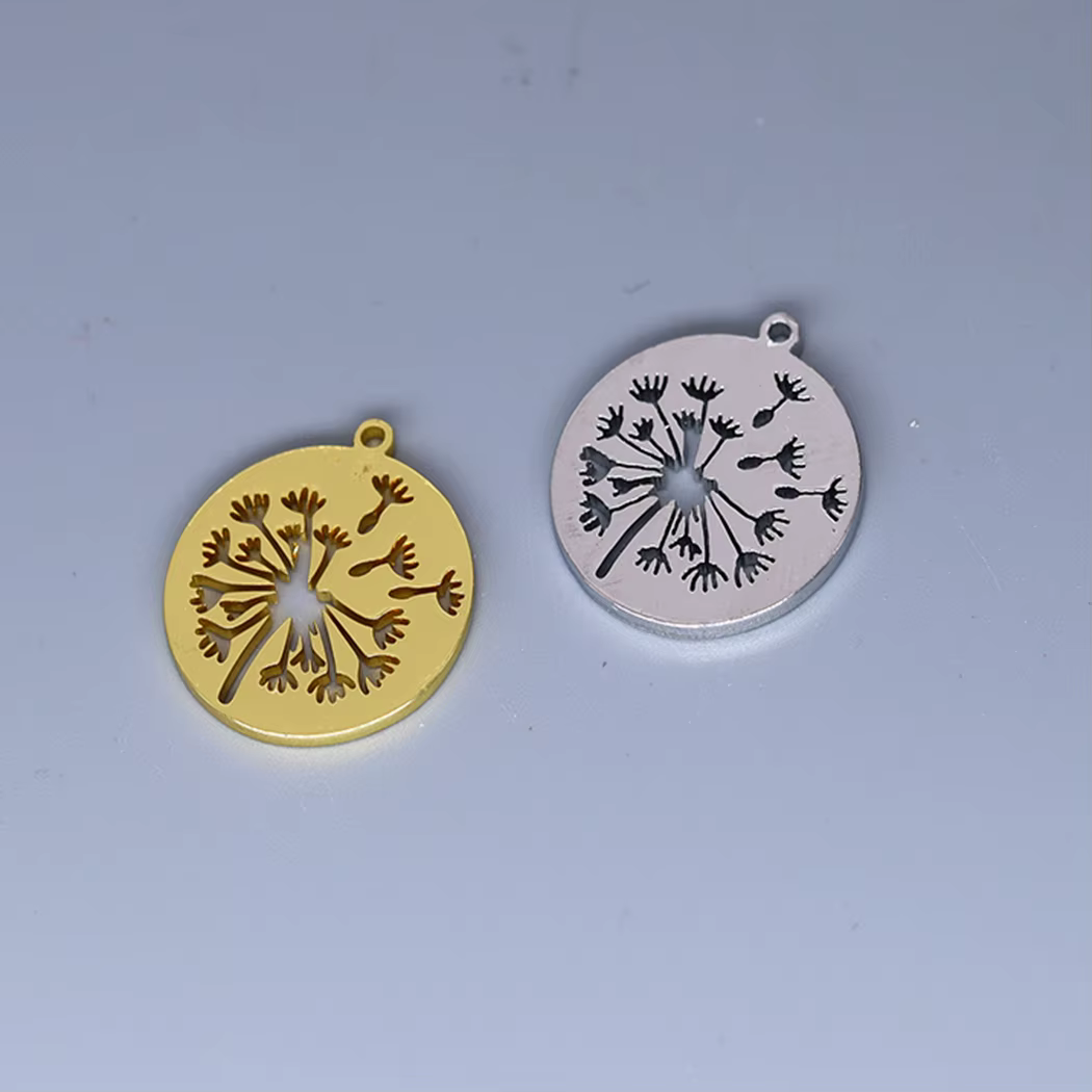 3 pièces chanceux souhaitant pissenlit bricolage boucles d'oreilles collier breloques femmes amulette ronde plante meilleurs vœux pendentif en acier inoxydable bijoux