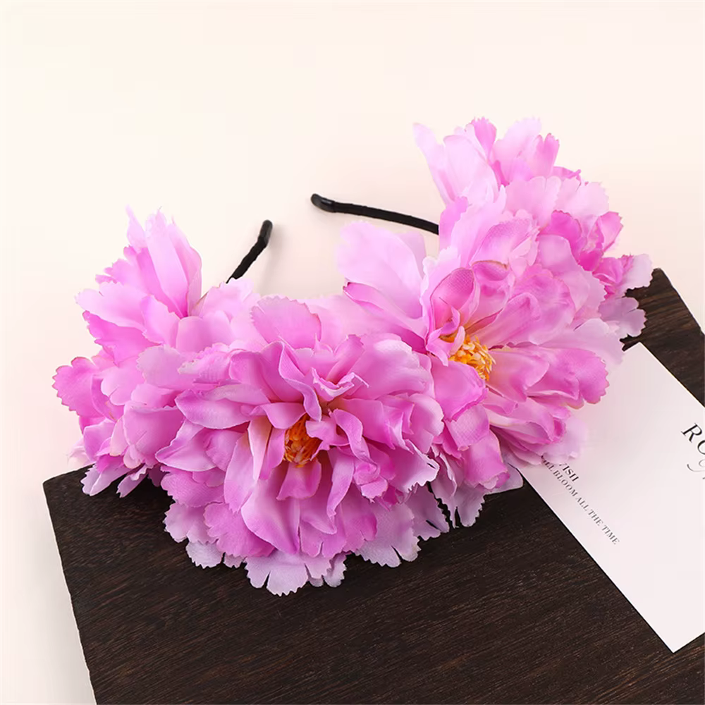Mode femmes mariée fleurs bandeau pivoine Rose fleur couronne