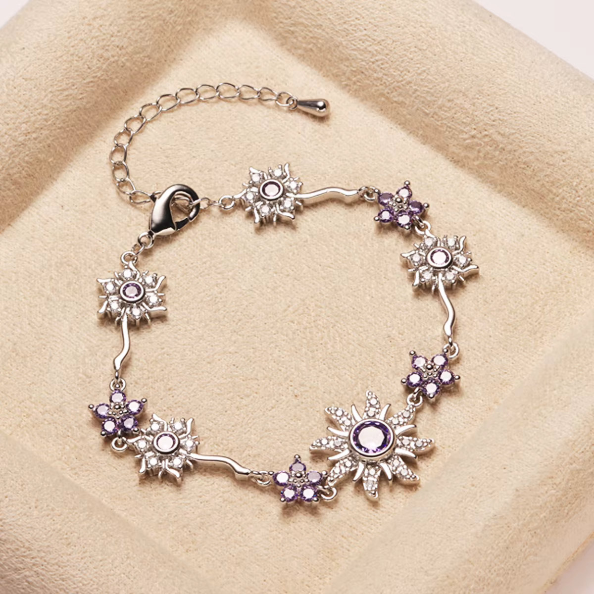Bracelet Fleur de Tournesol Incrusté de Zircons Scintillants