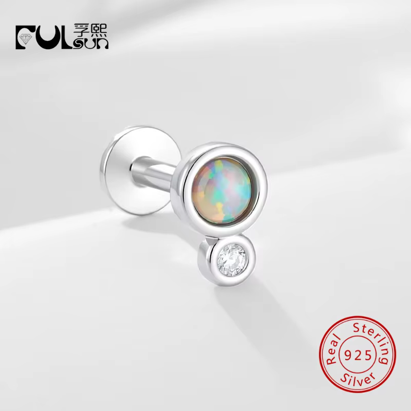 Boucle d'oreille simple à dos plat en argent sterling 925 plaqué or