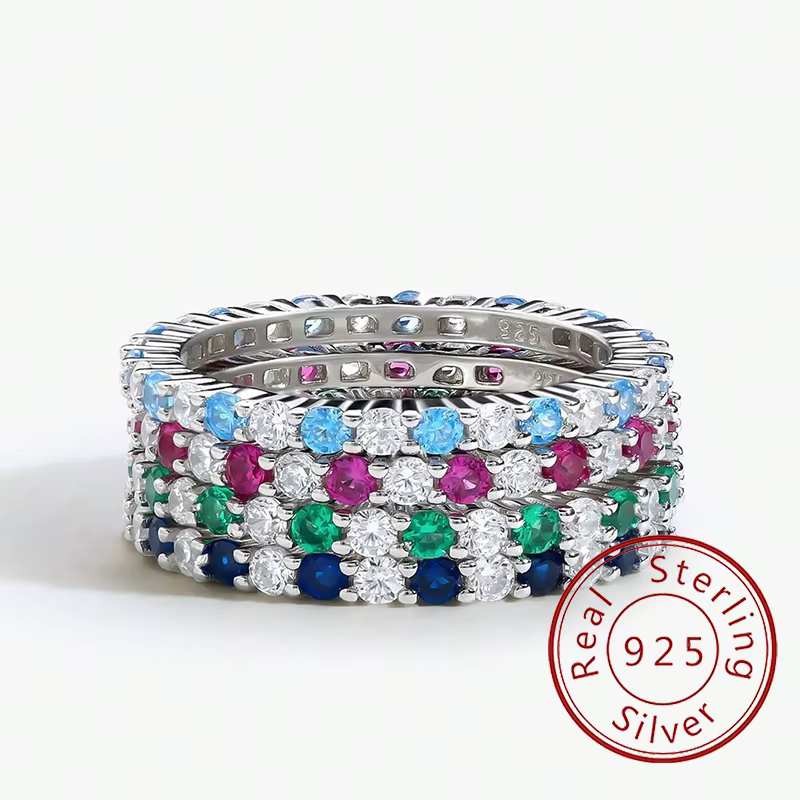 Bague empilable en argent Sterling 925 pour femmes