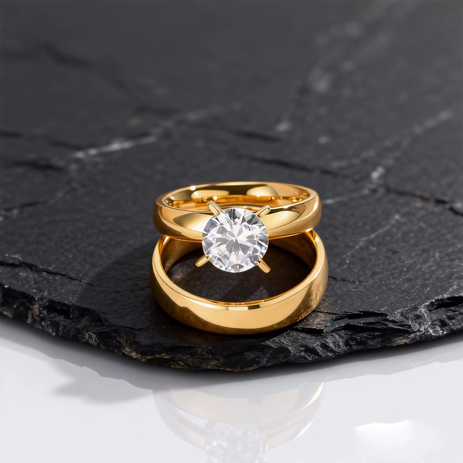 Bague de mariage personnalisée couleur or pour hommes et femmes