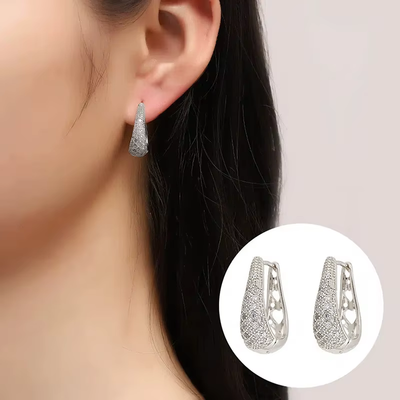 Huitan – boucles d'oreilles créoles couleur or/argent pour femmes