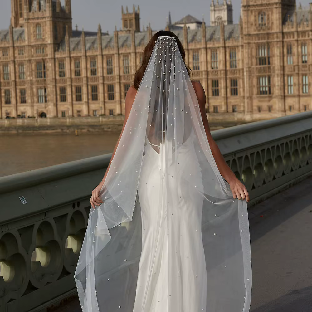 Voile de mariée orné de perles