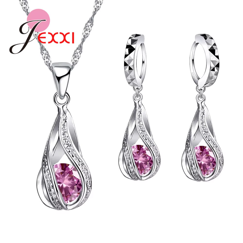 Collier et boucles d'oreilles en cristal CZ autrichien de haute qualité