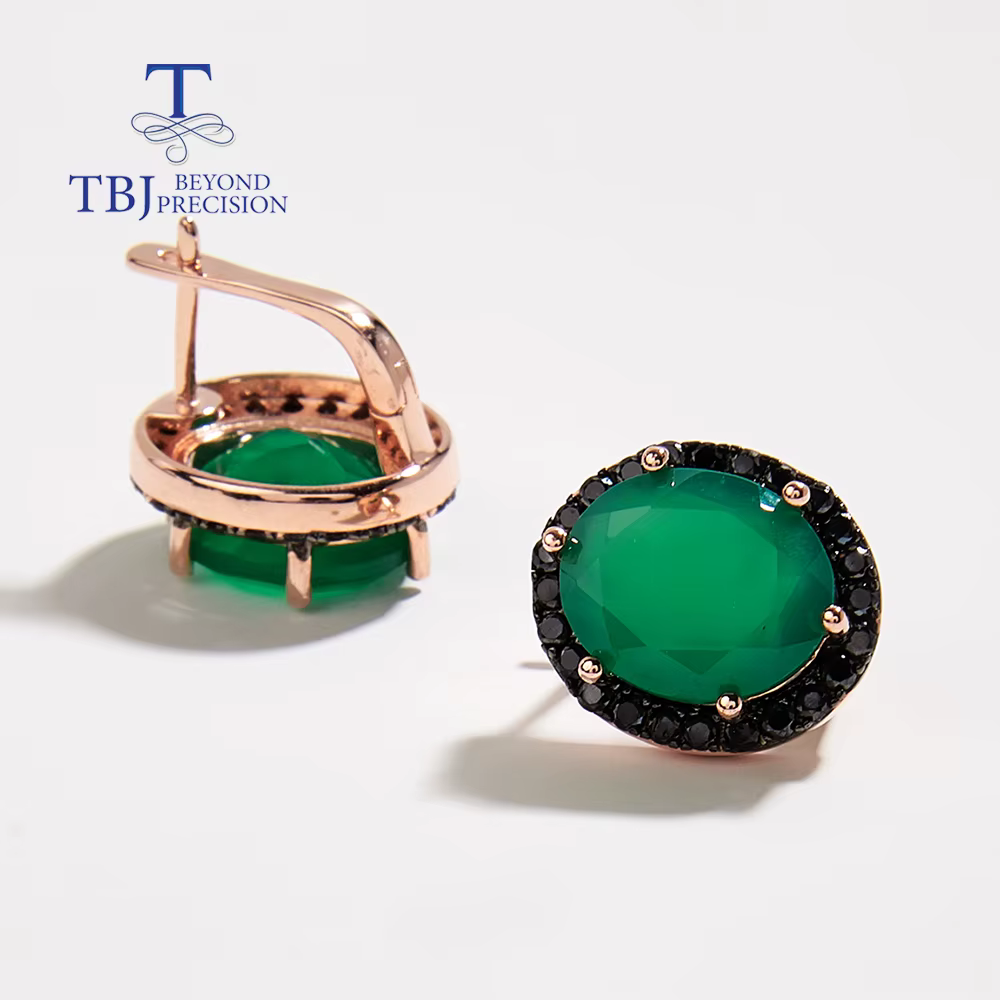 Boucles d'oreilles en agate verte naturelle pour femmes